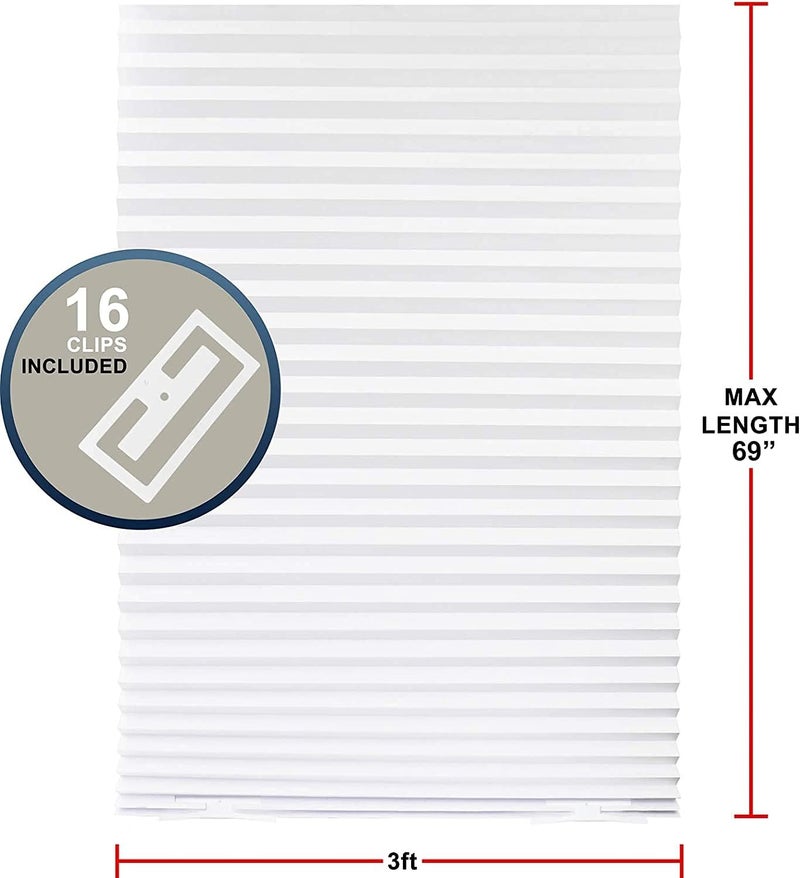 Mirrotek Pleated Window Paper Shades Light Filtering Blinds White 36" x 69" (Pack of 6 Temporary Blinds),MT1050 - Image 3